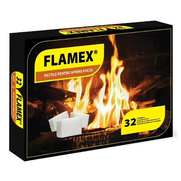 Pastile Pentru Aprins Focul Flamex Pachet Negru 32 Bucăți