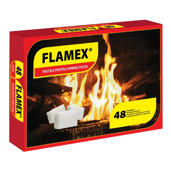 Pastile Pentru Aprins Focul  Flamex Pachet Roșu 48 Bucăți